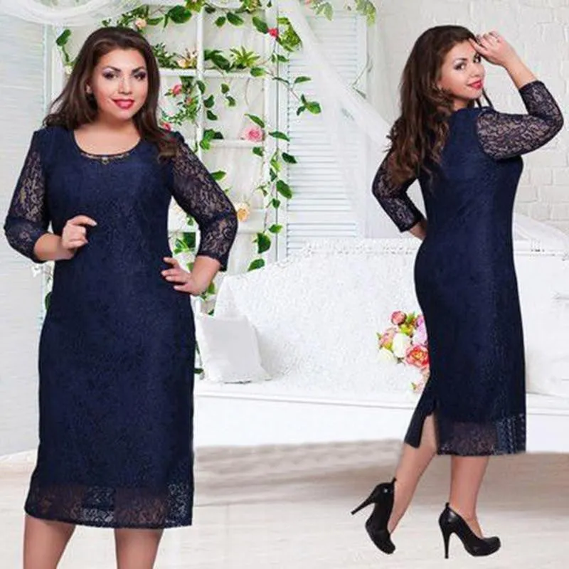 women club sheath patchwork three quarter regular sleeves natural multicolor line o-neck mid-calf dress