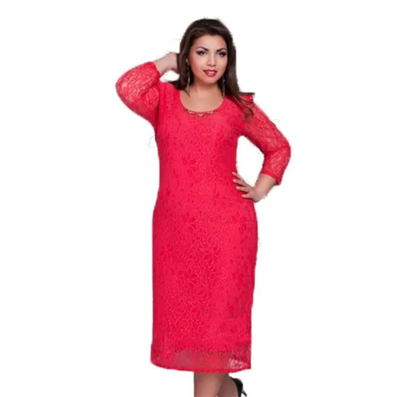 women club sheath patchwork three quarter regular sleeves natural multicolor line o-neck mid-calf dress