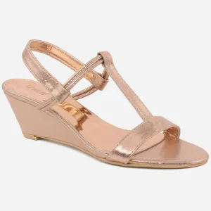Women "HEIDI" Glimmering Wedge Heel Ankle Strap Sandals