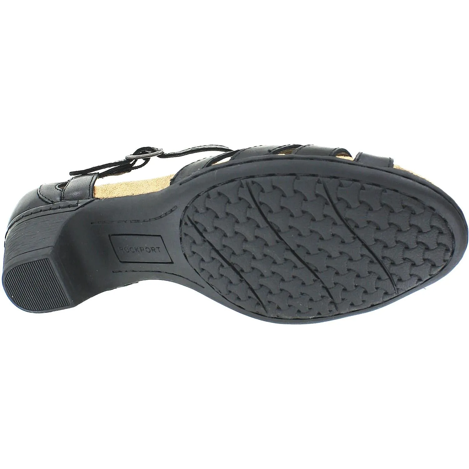 Women's Rockport Cobb Hill Abbott Curvy T-Strap Black Leather