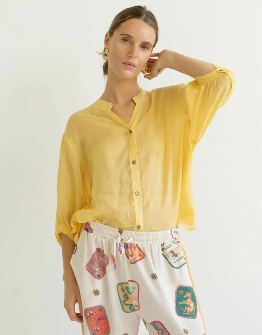 Worthier Linen Shirt - Mustard