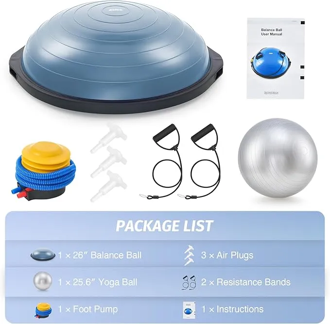 ZELUS 25in. Balance Ball 1500lb Inflatable 2 Bands,