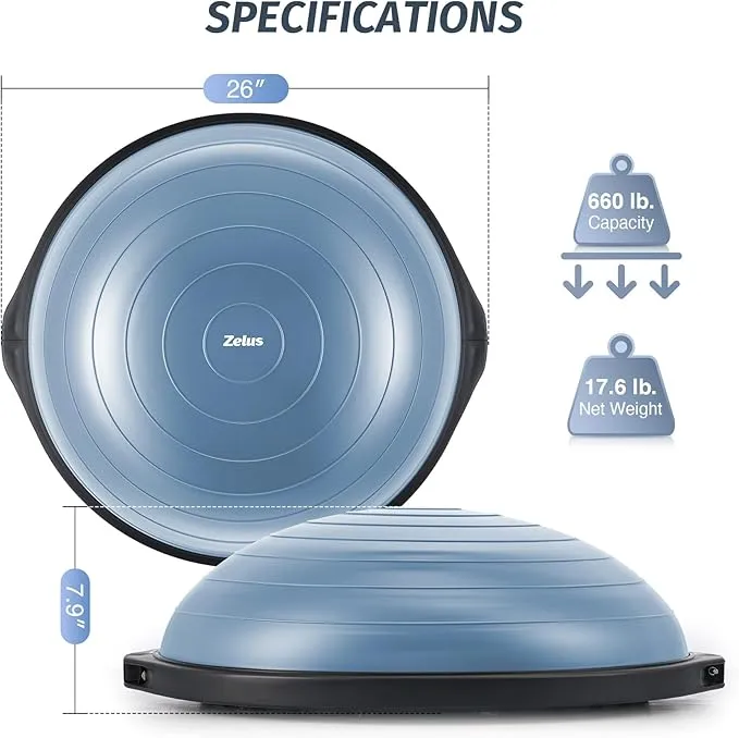 ZELUS 25in. Balance Ball 1500lb Inflatable 2 Bands,